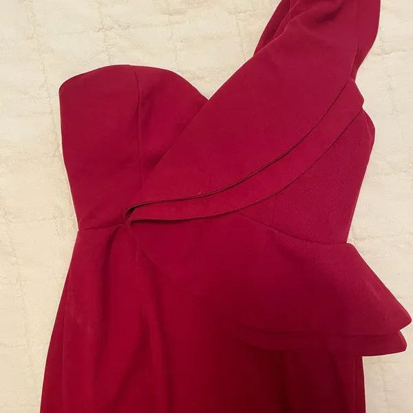 Hello Molly Burgundy One Shoulder Midi Dress - Image 10