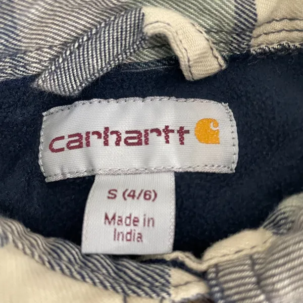 Carhartt Fleece Lined Flannel Shirt Women S Green Plaid Workwear Button Shacket - Image 4