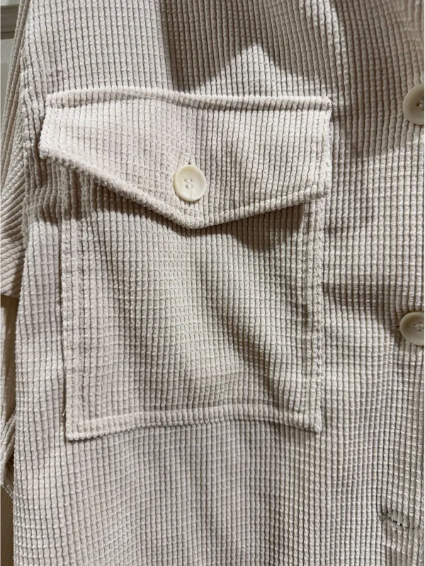 Ashley Utility Collection Beige Corduroy Button-Up Shirt Jacket, Size M - Image 2