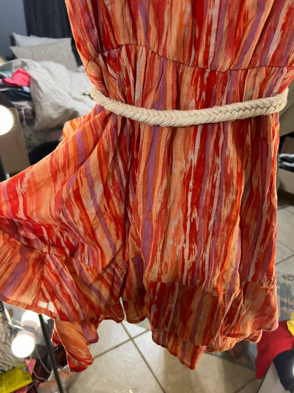 Free People Orange Ruffle Party Dress - Image 4