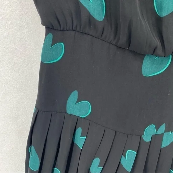 LOFT Heart Print Chiffon Pleated Sleeveless‎ Dress - Image 4