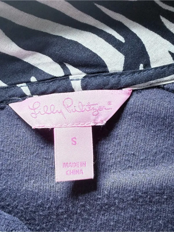 LILLY PULITZER Fleece Sweater Jacket Women Small Blue Full Zip Pockets Stretch - Image 3