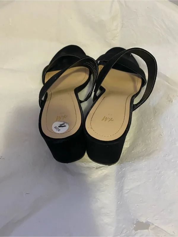 H&M Black Double-Strap Suede Slide Mules - Image 2