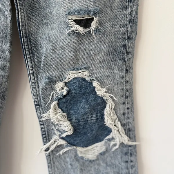 Free People We The Free My Own Lane Straight‎ Jeans Acid Wash Distressed Size 25 - Image 5