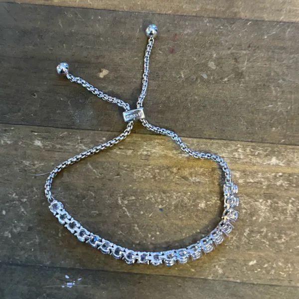 Silver tone rhinestone tennis bolo bracelet - Image 5