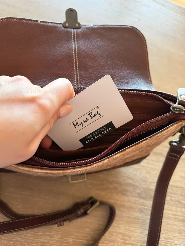 Myra Bags Ridge Morning Glory Leather and Hairon Crossbody - Image 8
