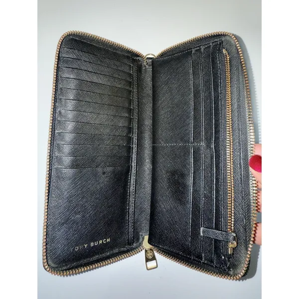 Tory Burch Black Emerson Zip‎ Passport Continental Wallet K - Image 5