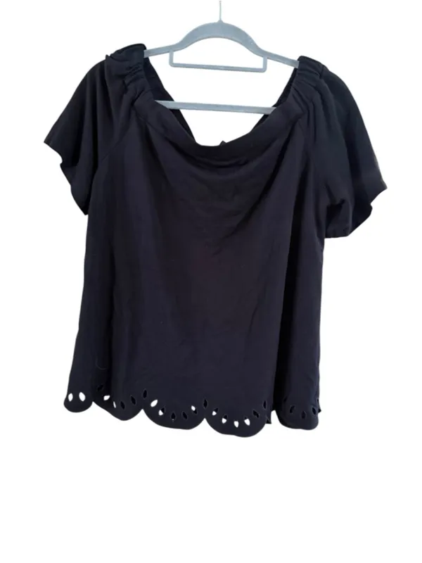 Women's Ann Taylor Black Scalloped Hem Blouse Size L - Image 9