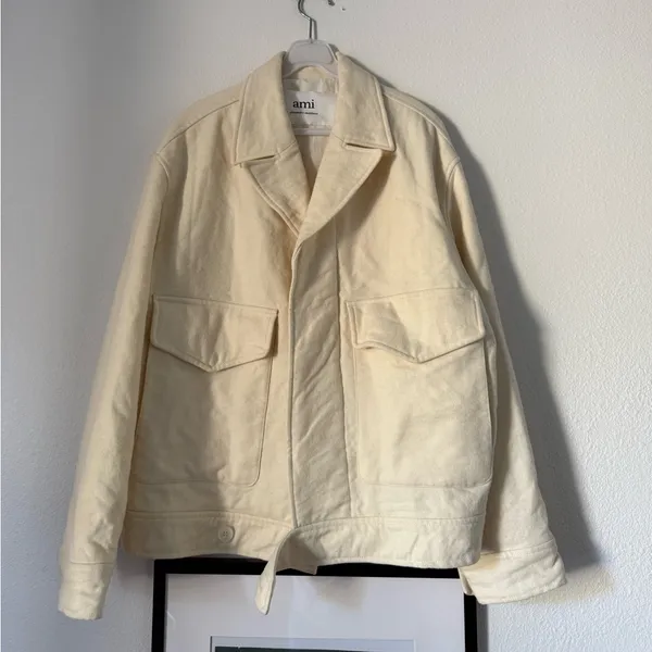 Ami Cream Utility virgin wool Pocket Jacket - Image 4