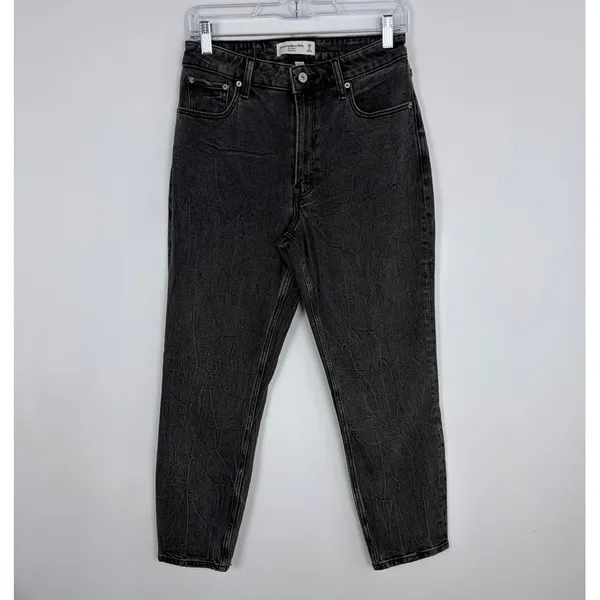 Abercrombie &‎ Fitch The Mom High Rise Jean Curve Love Black Denim Size 26/2 - Image 2