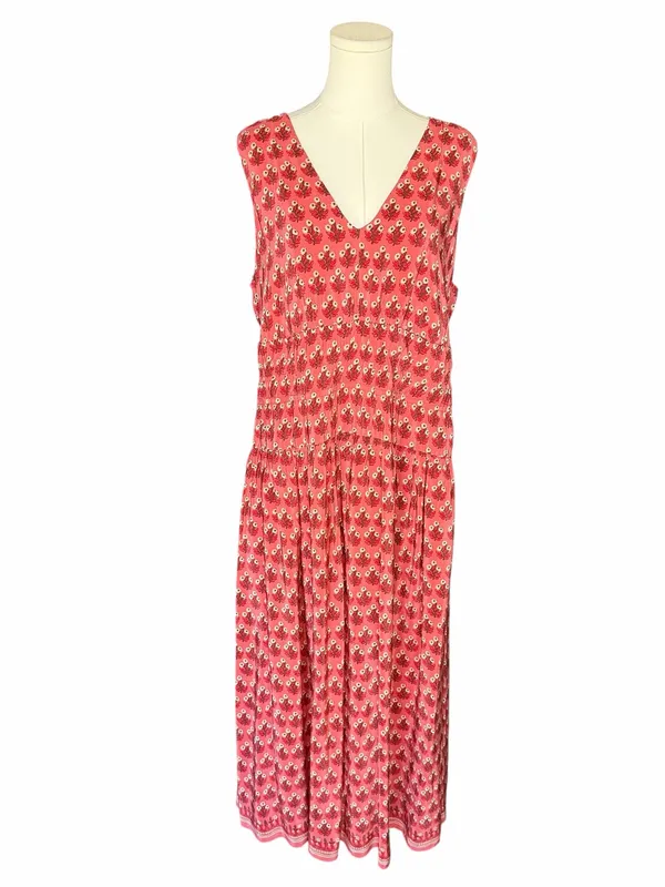 J.Crew - Hyacinth Block Print Crepe de Chine Smocked Maxi Dress Sz XL - Image 3
