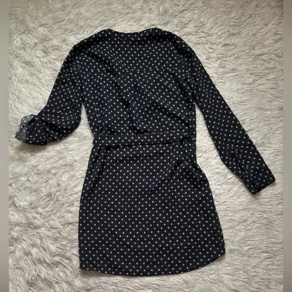 Express Black and White Polka Dot Long-Sleeve Mini Dress Size S/P - Image 3