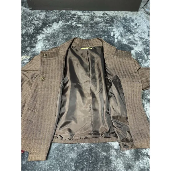 Gianni Bini Herringbone Wool Blend Cropped Jacket - Size M - Image 3