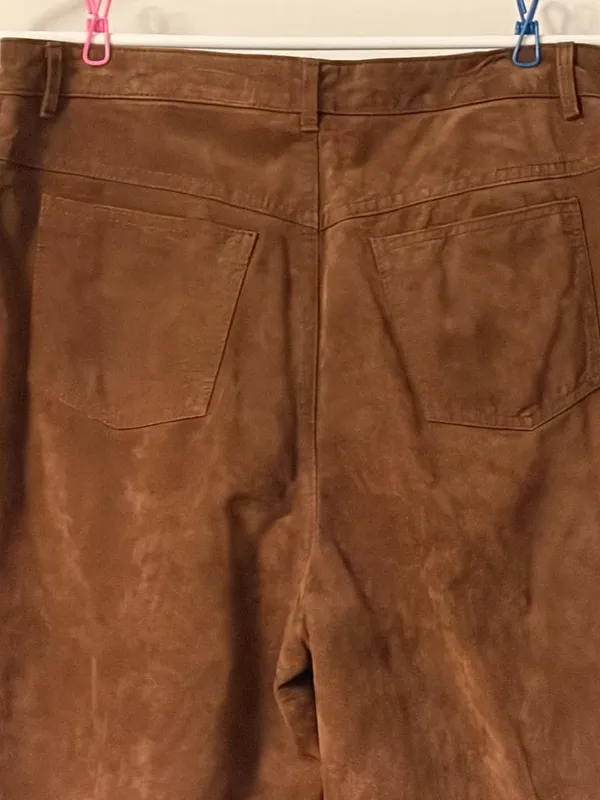Bushwacker VTG 100% genuine leather pants brown high rise straight leg classic - Image 5