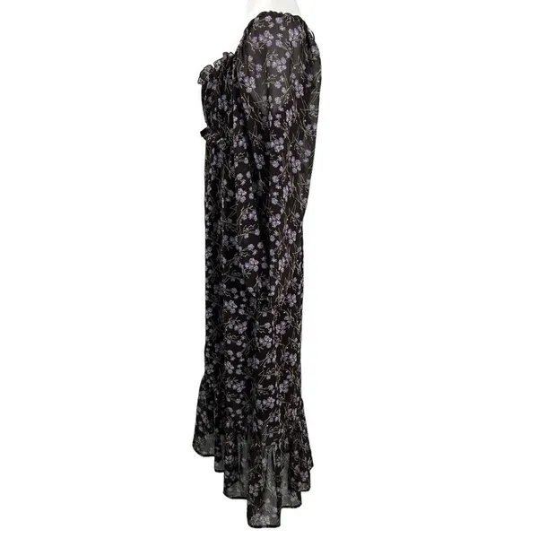 143 Story By Line Up Sz M Floral Maxi Brown Lavendor Front Slit Dress - Image 12