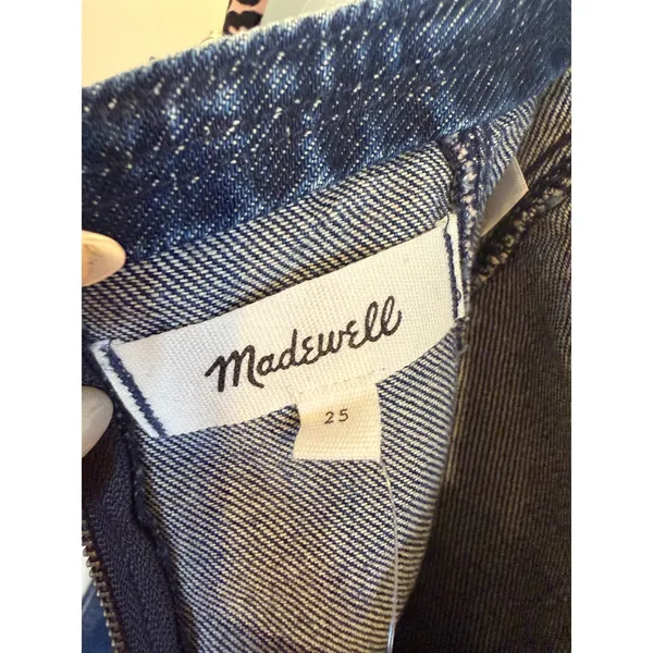 Madewell McKinney Wash Denim Midi Skirt Paneled Drop Waist A-Line NX936 Size 25 - Image 3