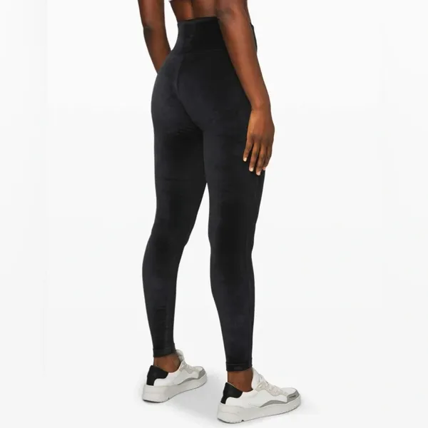 Lululemon Wunder Lounge High-Rise Tight Leggings 28” Velvet Velour Black Size 4 - Image 2