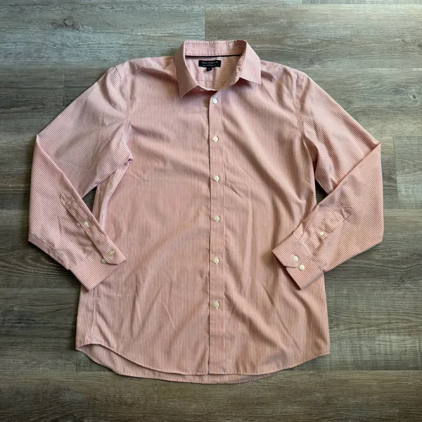 Banana Republic Orange Striped Button Down Shirt L - Image 2