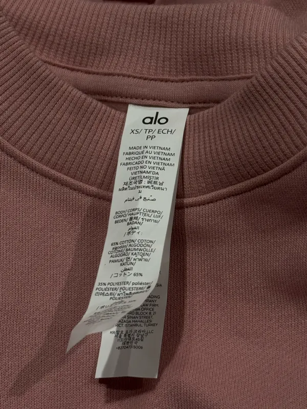 Alo Cropped Accolade Crewneck Sweatshirt Candy Heart Pink Women’s XS - Image 5