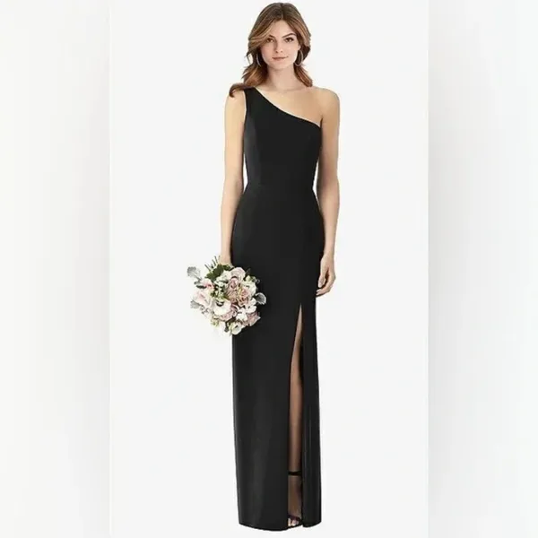 Thread One-Shoulder Crepe‎ Trumpet Gown Size 10 - Image 4