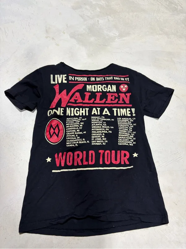 Morgan wallen Black 'One Night at a Time' Tour Tee small - Image 5