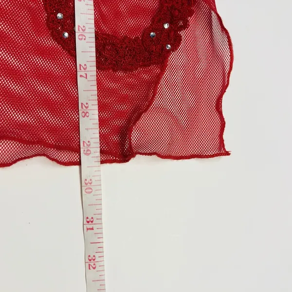 Victoria's Secret Babydoll Women Large Red Lace Mesh Rhinestone Corset Back Sexy - Image 6