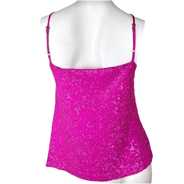 Generation Love Women’s Size M Soft Cami Top Sequin Hot Pink Barbie Coquette Fairy Cowl Neck - Image 2
