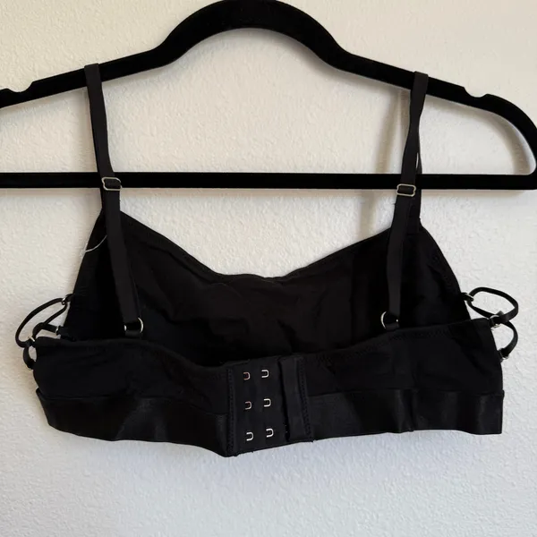 NEW AERIE Sz L Square Neck Strappy‎ Lace Up Unlined Adjustable Bra in Black - Image 2