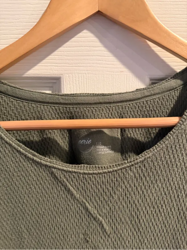 aerie Olive Green Waffle Knit Top - Image 2