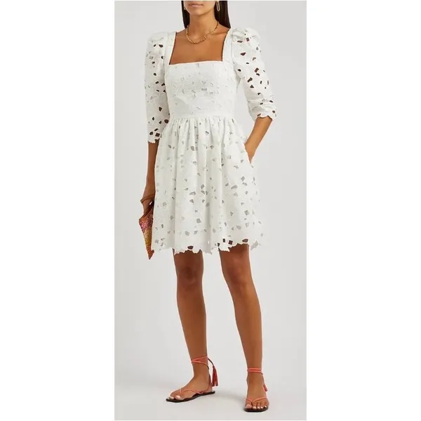 Cara Cara NWT Hart Eyelet Dress Cotton Square Neck‎ Mini Dress Brodererie Size 4 - Image 3