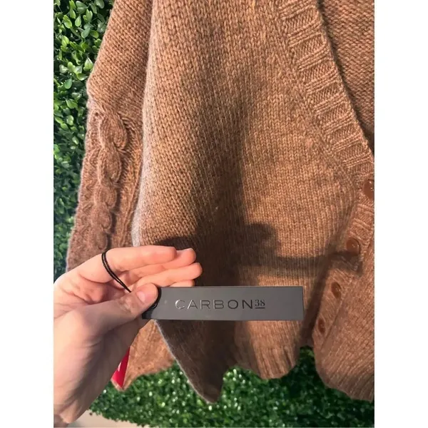 Carbon38 Cable Knit Mushroom Brown Chunky Cardigan Sz XL NWT - Image 6
