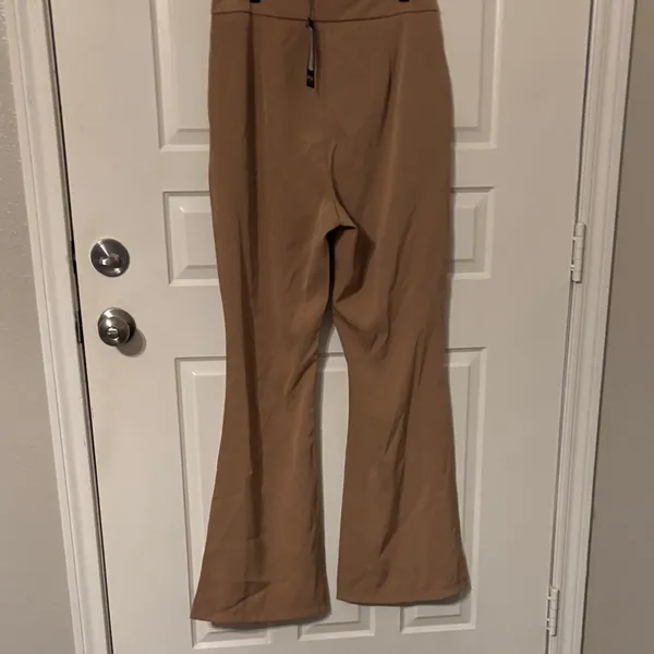 Nasty Gal Fluid Flare tan khaki Trousers Uk 12 US 8 new with tags - Image 4