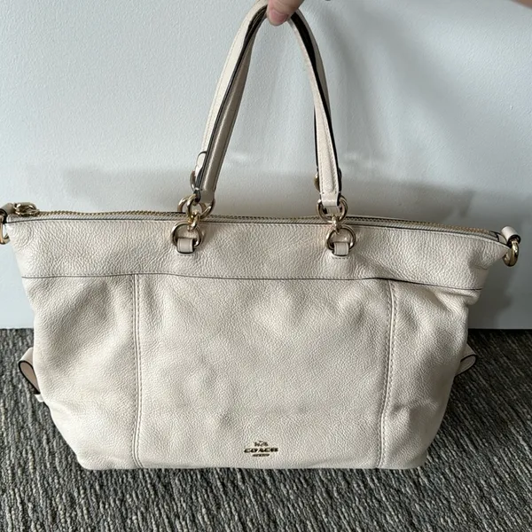 Coach Chalk White Pebbled Leather Lenox Satchel F59325 - Image 3
