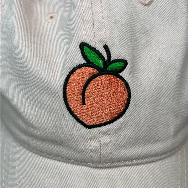Mighty Fine Baseball Cap Embroidered with  Peach Emoji adjustable strap back NEW - Image 2
