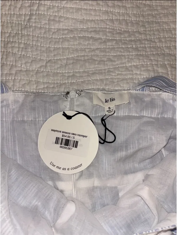 Striped Boutique Romper Blue White - Image 3