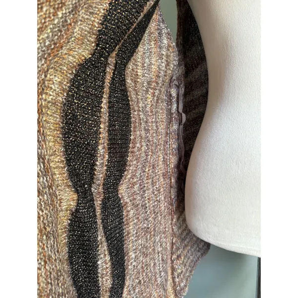 Chicos Randall Vest Sweater Sleeveless boho Brown whimsi retro Knit cottage‎ L - Image 3