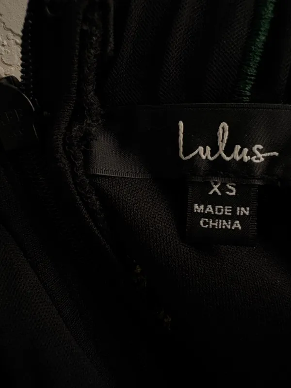 Lulu's Sz XS Rue Black Floral Embroidered Sequin Bodycon Mini Cocktail Dress - Image 4