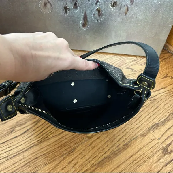 Dooney & Bourke Canvas Tweed Leather Shoulder Bag - Image 11