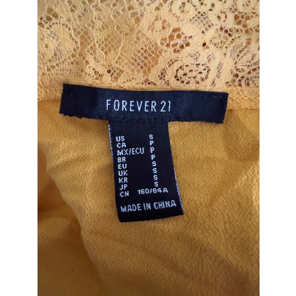 Forever 21 Mustard Yellow Lace Trim Camisole Top Small‎ Adjustable Straps - Image 8