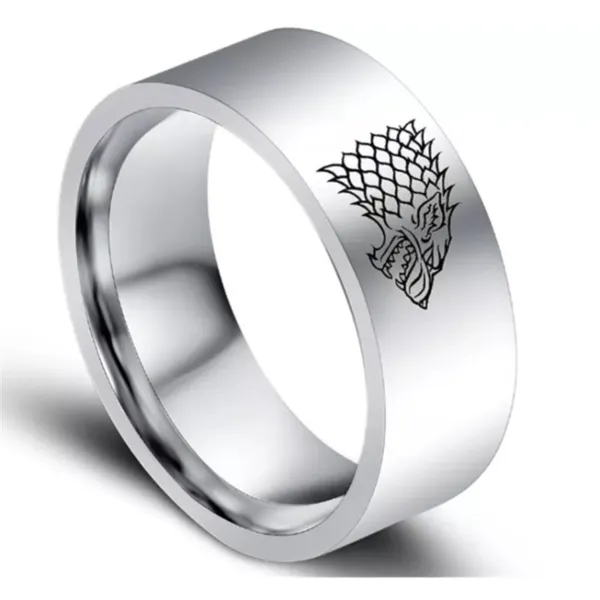 Game of Thrones Direwolf Silver Ring - Image 3