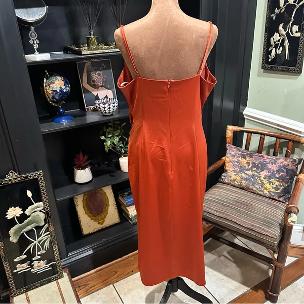 Lulus Silky Orange Maxi Dress – Taylor Swift-Inspired, Size Large - Image 9