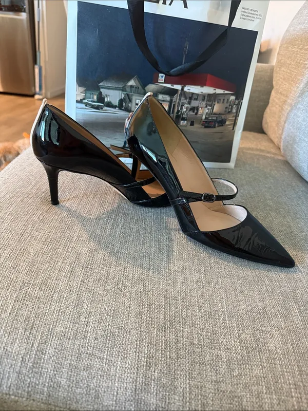 SJP by Sarah Jessica Parker Black Patent Pointed Mary Jane Pumps - Image 2