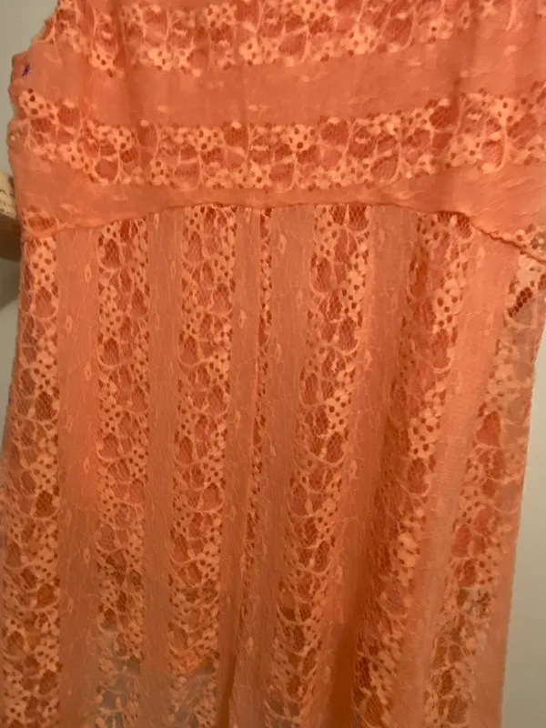 One World Womens Orange Lace Tank Top L Large 42” 44” Lined Sheer Beach NWT - Image 7