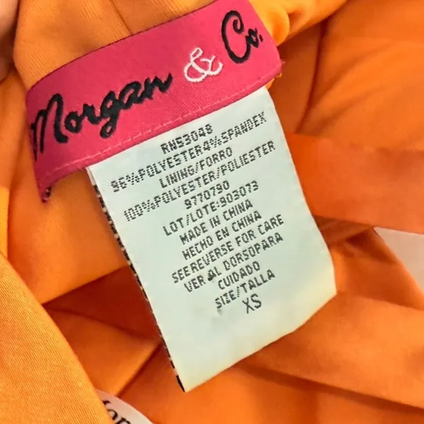 Morgan & Co. Orange Halter Dress Ruffle Size XS Formal Girls Womens Zipper‎ Back - Image 3