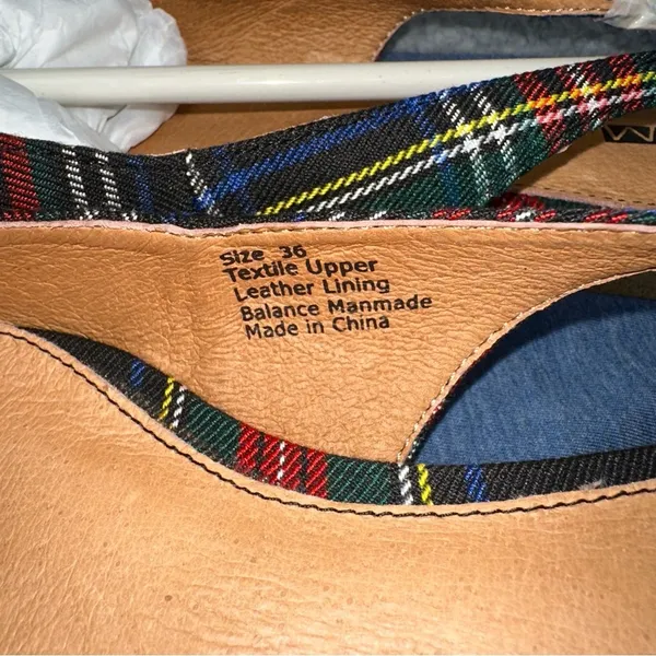 Matiko Shoes Lori Womens EUR 36 US 6 Green Tartan Plaid Point Toe Slingback Flat - Image 6