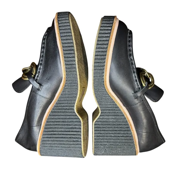 Dolce Vita Shoes Womens Size 10 Black Leather Chain Platform Wedge Loafers - Image 6