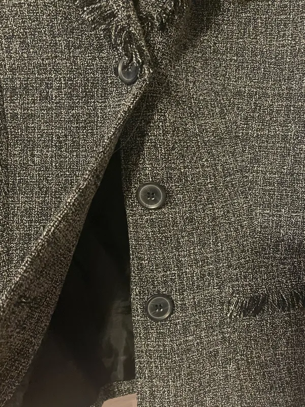 Norton McNaughton Women's Tweed Fringe Blazer Black White Sz 10P - Image 4