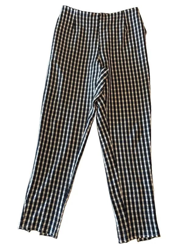 Hayden Los Angeles Black/White Gingham Pants Size Large Elastic Waist Preppy - Image 2
