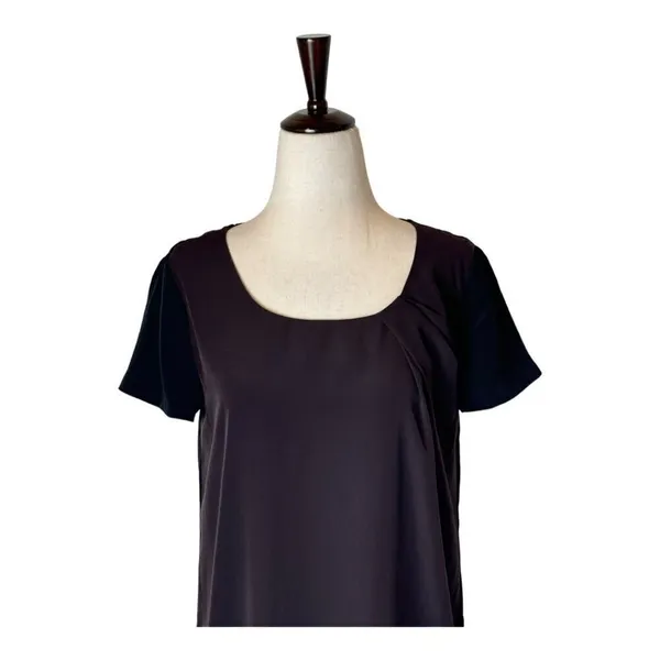 AllSaints Dress Women 4 Brown Black Silky‎ Lacyn Colorblock Panel Mini Shift - Image 4