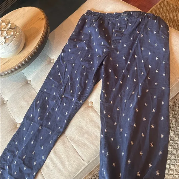 POLO by Ralph Lauren Underwear Navy Cotton Logo Sleep Pants PJs Size Medium - Image 2